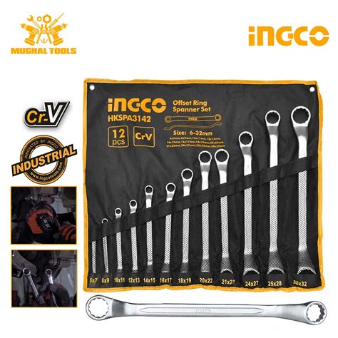 Ingco Offset Ring Spanner Set 6 32mm Mughal Tools House