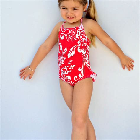 Sizes 0 To 4 Girls Hawaii Red Ruffle Swimmers Sunhaze On Madeit