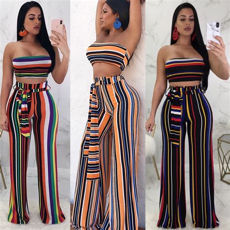 Sexy Matching Two Piece Set Outfit For Women Tube Top Strapless 2 Two