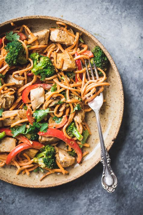 These baked sweet potato fries are crisp on the outside and chewy in the center. 30-minute Spicy Thai Peanut Chicken & Sweet Potato Noodle ...
