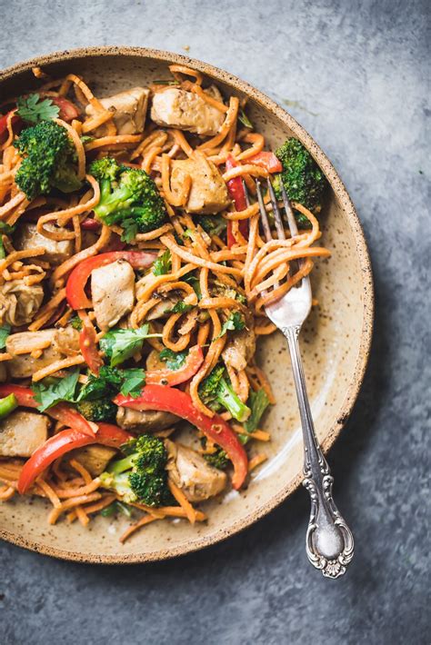 Paleo, vegan, refined sugar free, soy free, gluten free. 30-minute Spicy Thai Peanut Chicken & Sweet Potato Noodle ...