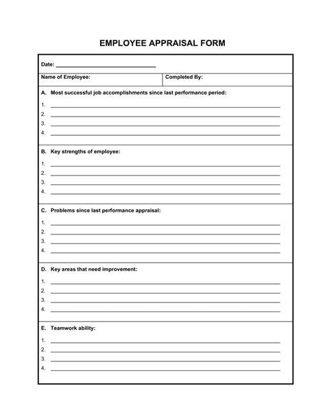 Fillable Performance Appraisal Form Printable Forms Free Online