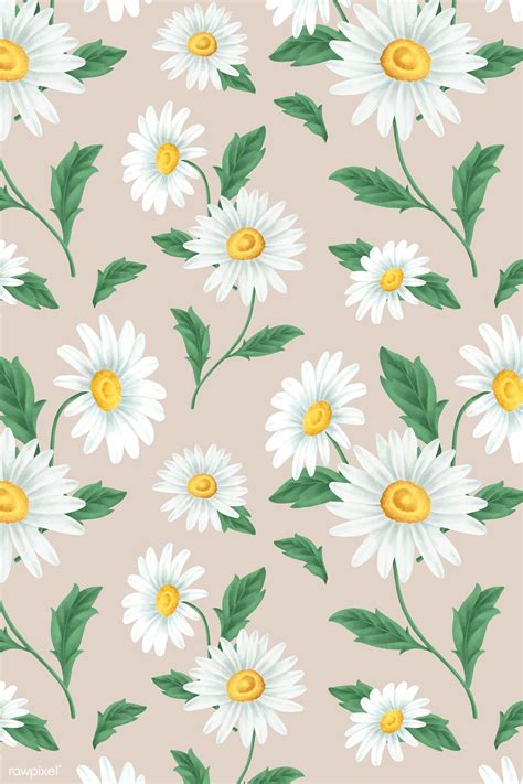 Download Premium Vector Of White Daisy Flower Seamless Patterned