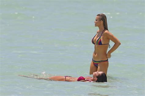 joanna krupa and karent sierra showing off their hot bikini bodies at the beach porn pictures