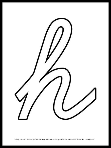 Lowercase Letter H Cursive Outline Printable Free The Art Kit