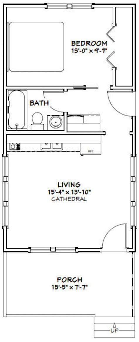 16x30 Tiny House 1 Bedroom 1 Bath 480 Sq Ft Pdf Floor Etsy Canada
