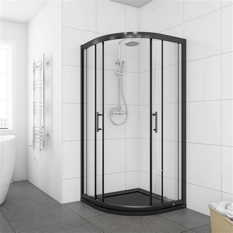 Black Quadrant Shower Enclosure And Tray Image To U