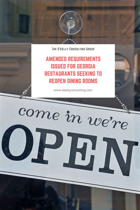 Amended Requirements Issued For Georgia Restaurants Seeking To Reopen