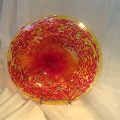 Hand Blown Glass Plate Platter In Red Yellow Orange Etsy Glass Blowing Hand Blown Glass