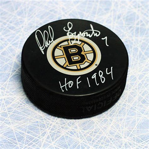 Phil Esposito Autographed Hockey Puck Boston Bruins W Hof 84