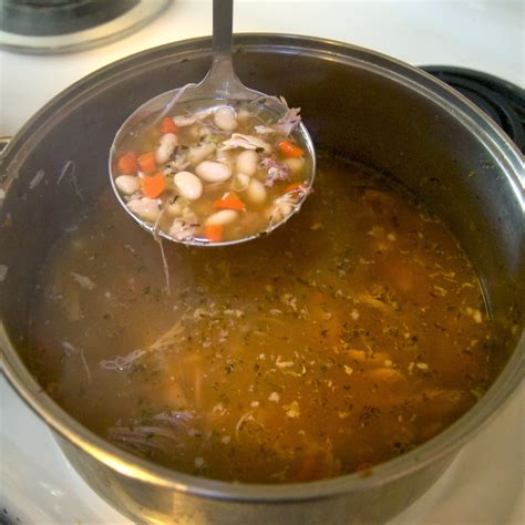 salt and seams cooked up turkey bone soup