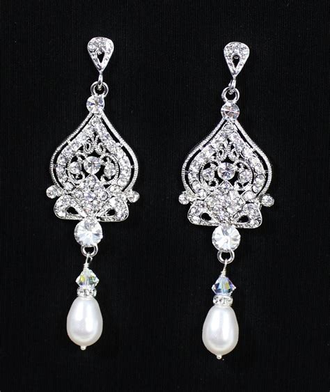 Bridal Chandelier Earrings Swarovski Crystal Pearl Wedding Etsy