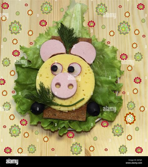 Sandwich Pig Snout Food For Children Stock Photo Alamy