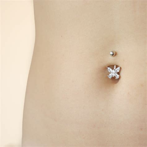 Solid 925 Silver Butterfly Belly Ring 14g 6mm 1 4 Etsy Belly Piercing Jewelry Belly Button