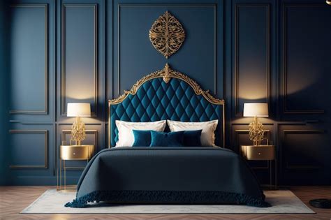 Premium Photo Blue Luxury Bedroom