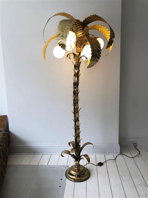 1970s Art Deco Style Brass Gold Palm Tree Floor Lamp Rocketman At 1stdibs