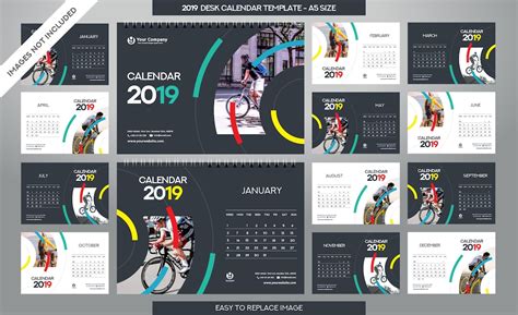 Premium Vector Desk Calendar 2019 Template