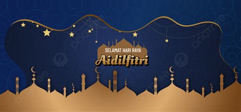Selamat Hari Raya Aidilfitri Arabic Style Background Gold Color Gold
