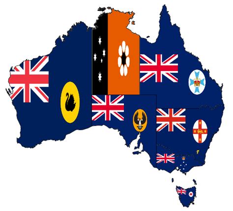 Flag Map Of Australia States And Mainland Territories Vexillology