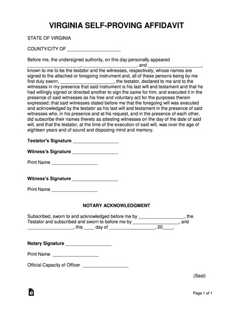 Va Self Proving Affidavit Fill And Sign Printable Template Online