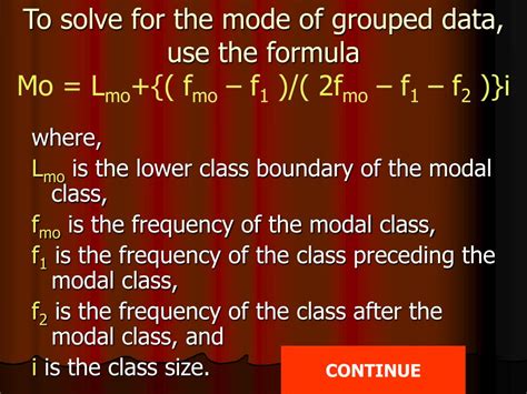 Ppt Measures Of Central Tendency Mode Grouped Data Powerpoint