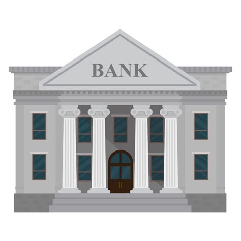 Bank Building Isolated On White Background Vector Illustration Flat