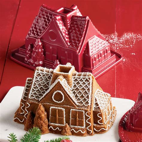 Trim domed tops of two of the layers. Nordic Ware Gingerbread House Bundt® Pan | Sur La Table ...