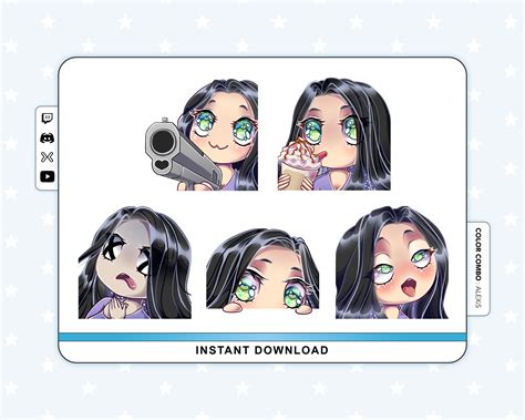 Super Bundle Emotes Alexis Vanilla Skin Black Hair Green Eyes Cute Chibi Girl Custom