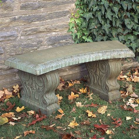 Curved Traditional Bench Concrete And Stone Garden Bench