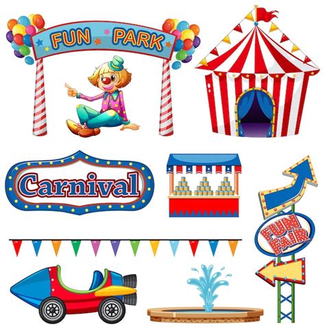 Premium Vector Set Of Circus Items