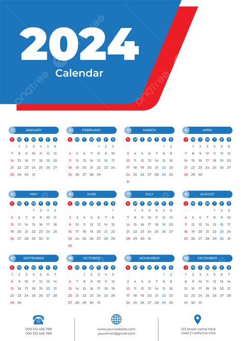 Calendario Del Año 2024 Vector Png Calendario De 12 Meses Calendario