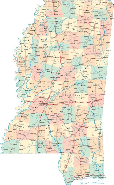 Mississippi County Map With Cities Topographic Map World