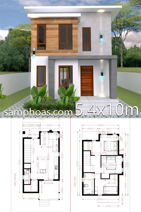 Small Home Design Plan 54x10m With 3 Bedroom Samphoas Plan Small