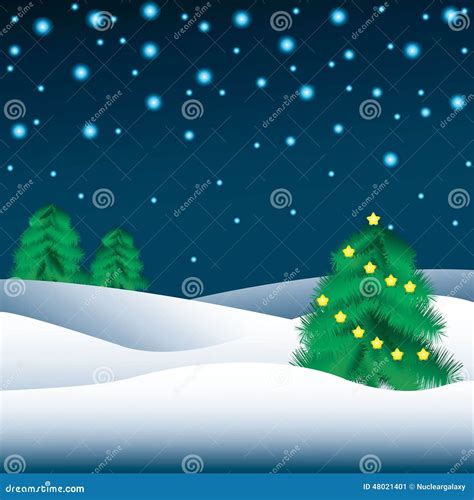 Christmas Trees In The Snow Stock Vector Illustration Of Light Cold