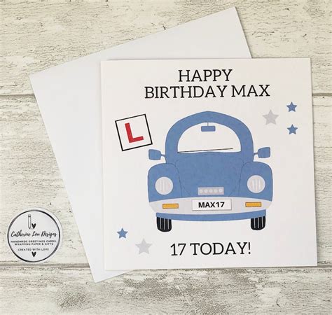 17th Birthday Driving Card L Plate Personalised Card Etsy Uk