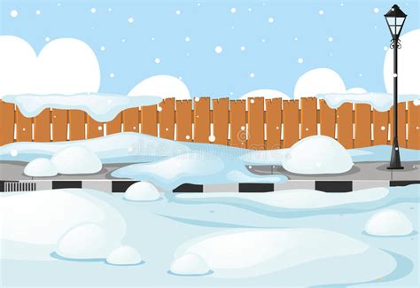 Scene With Snow On The Street Stock Vector Illustration Of Landscape
