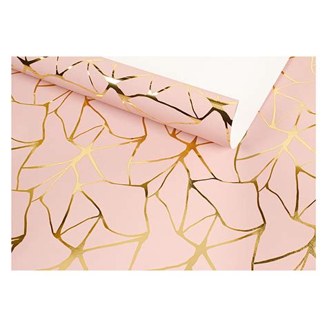 Pink T Wrapping Paper With Metallic Gold Design Laval Europe