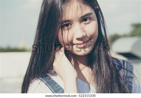 Portrait Thai Teen Beautiful Girl Happy Stock Photo 522115330