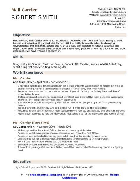 Refer to the central and main ideas of the original piece. Mail Carrier Resume Samples | QwikResume