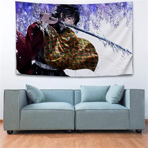 Juzszb Wall Tapestryanime Demon Slayer Tapestry Background Cloth Wall