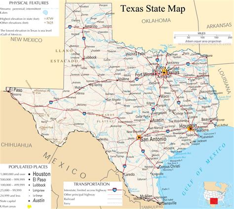 Detailed Map Of Texas