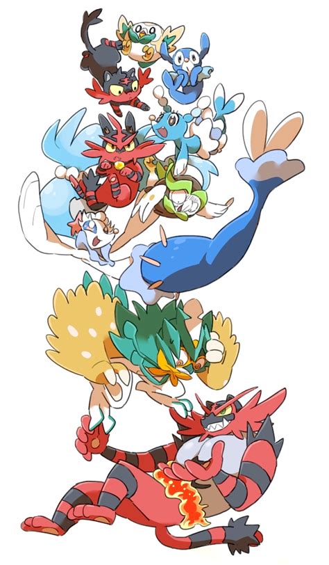 Rowlet Popplio Litten Primarina Incineroar And 4 More Pokemon Drawn By Ban Ban62460424