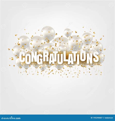Congratulations Card And White Balloons White Background Stock Vector