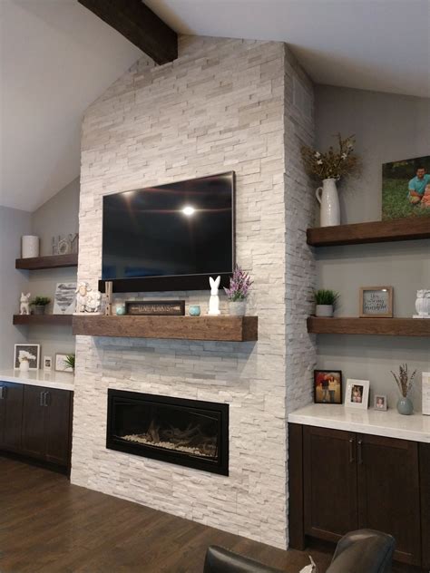 White Birch Ledgestone Fireplace Fireplace Remodel Living Room Decor