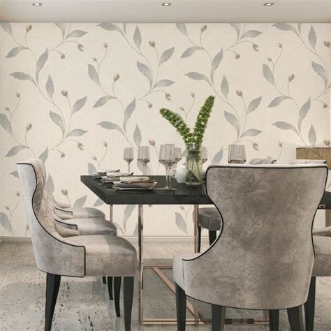 Belgravia Tiffany Floral Trial Textured Wallpaper 321ft X 21in Creamsilver 321ft X 21in 405d