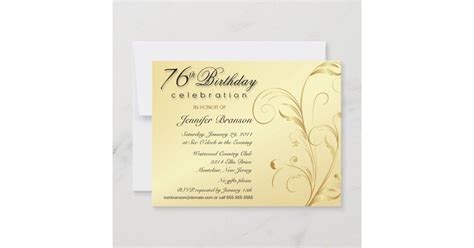 Elegant 76th Birthday Surprise Party Invitations Zazzle