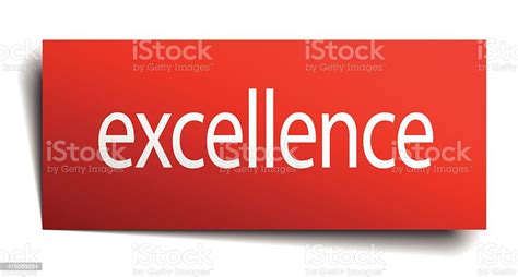 Excellence Red Square Isolated Paper Sign On White Stock Illustration