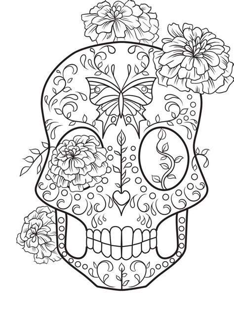 Skull With Flowers Coloring Pages Coloring Pages