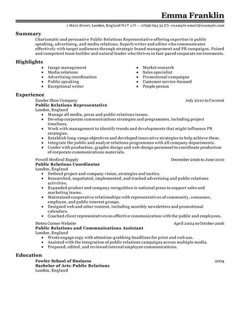 Resume For Public Relations Smaalerts