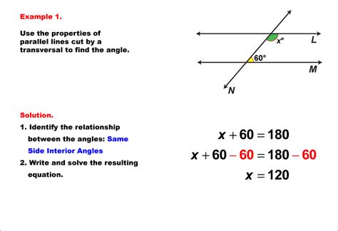 Math Example Solving Equations Equations With Angles From Parallel Lines Cut By A Transversal